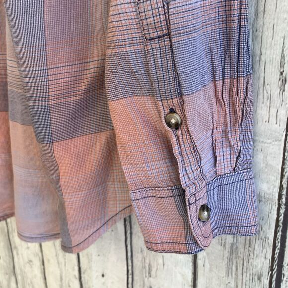 Toad & Co Womens Airbrush Deco Shirt Size L Outdoor Hiking Plaid Sustainable - Picture 7 of 12